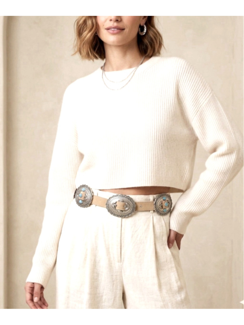 Buffalo Canada Leather Concho Belt - Italian Metalwork - Western Boho